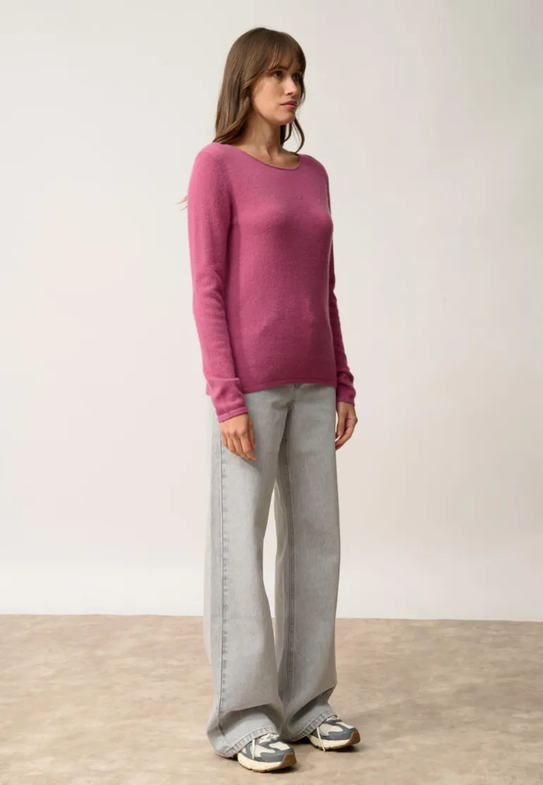 VIVIAN pull col rond orchidée