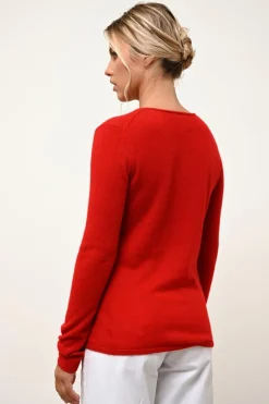 VIVIAN pull col rond rouge