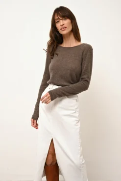 VIVIAN pull col rond taupe chiné