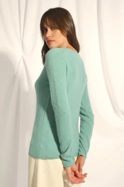 VIVIAN pull col rond vert chiné