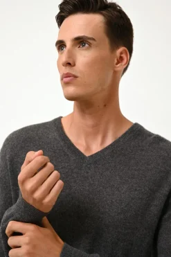 WALT pull col v anthracite chiné