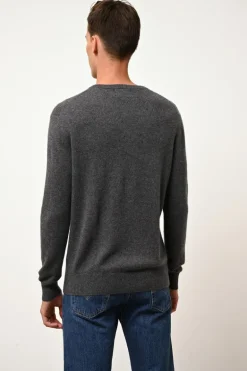 WALT pull col v anthracite chiné