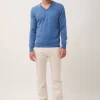 WALT pull col v bleu denim