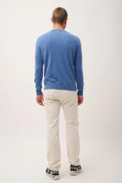 WALT pull col v bleu denim