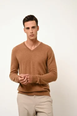 WALT pull col v noisette