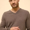 WALT pull col v taupe chiné