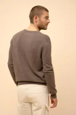 WALT pull col v taupe chiné