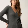 ZION gilet col v anthracite chiné