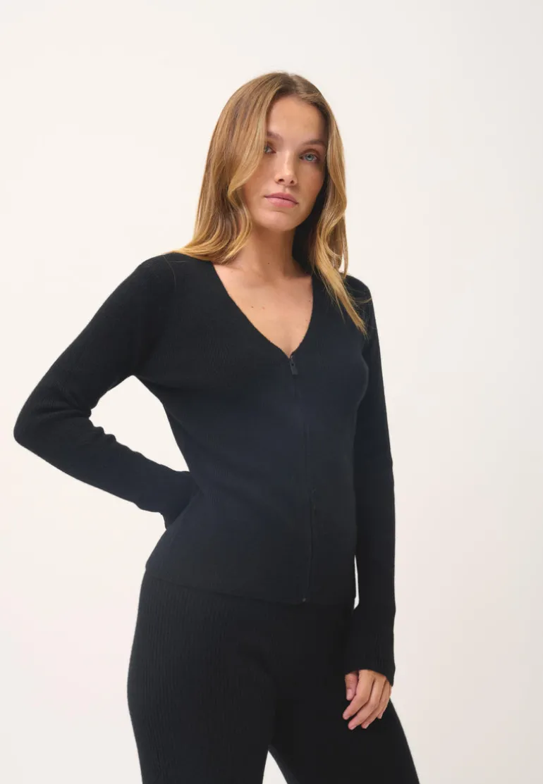 ZION gilet col v noir