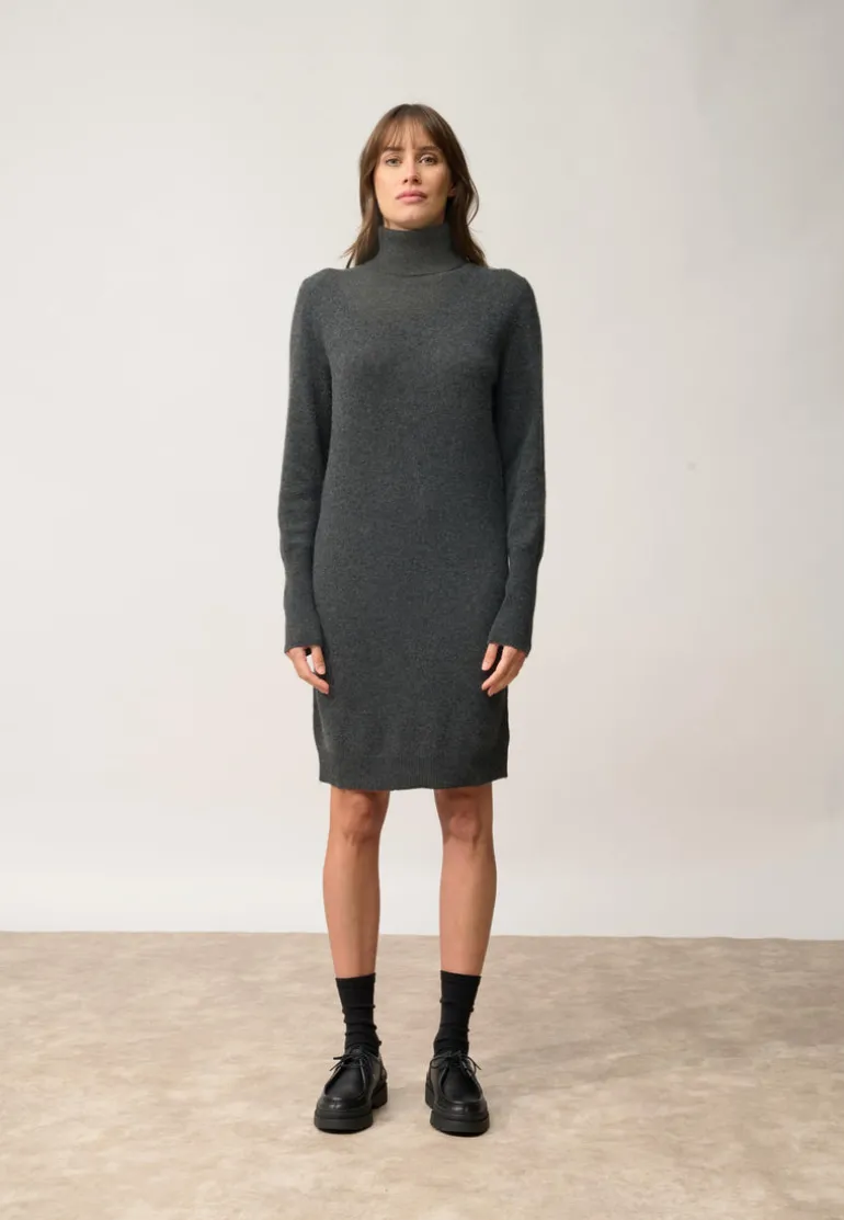 ZOELA robe col roulé carbone chiné