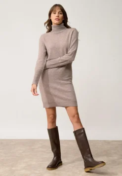 ZOELA robe col roulé caribou chiné