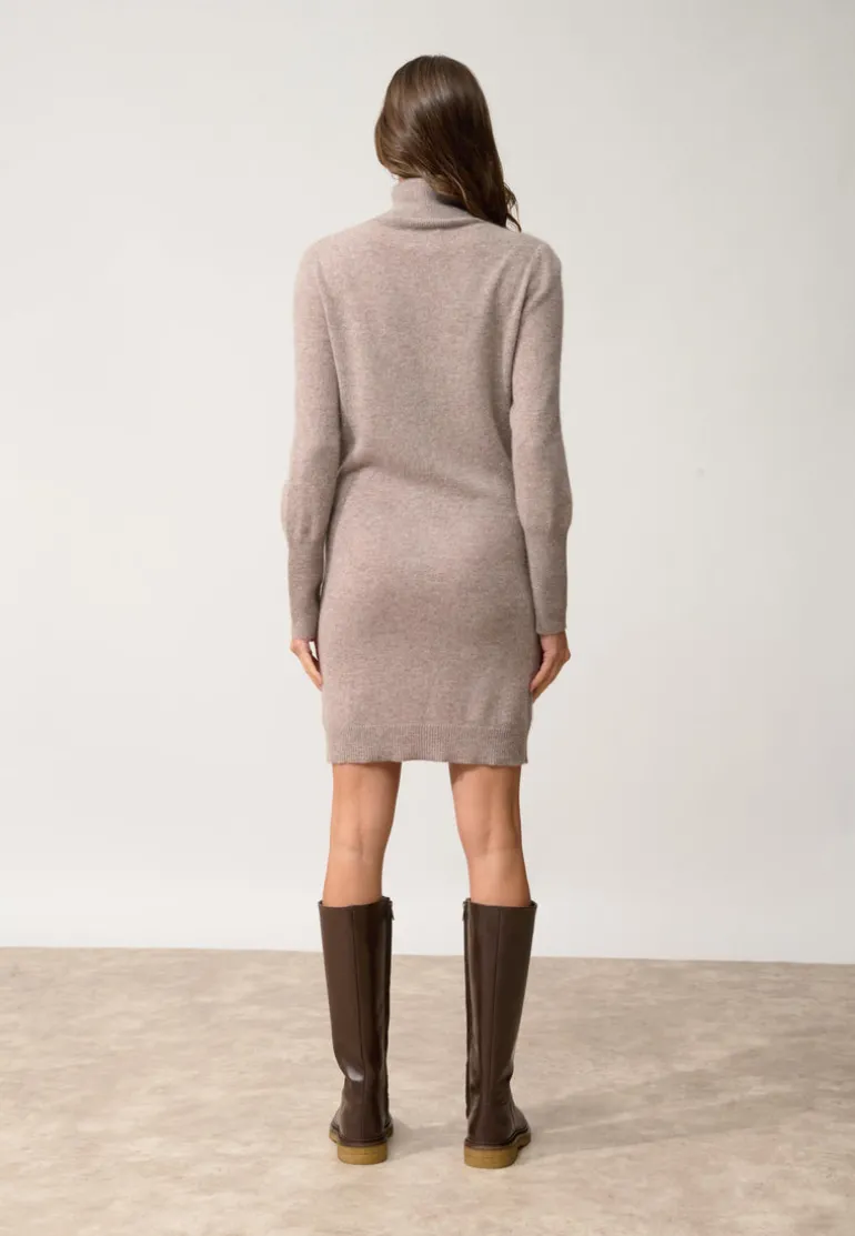 ZOELA robe col roulé caribou chiné