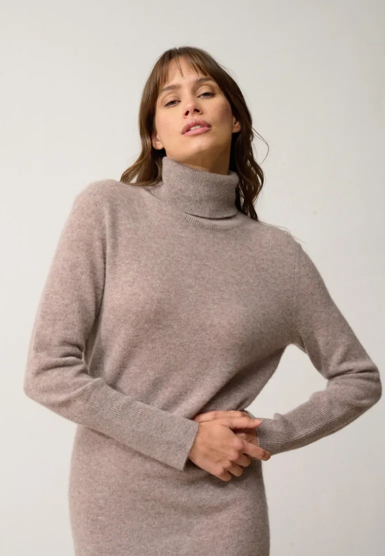 ZOELA robe col roulé caribou chiné