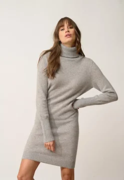 ZOELA robe col roulé gris souris chiné