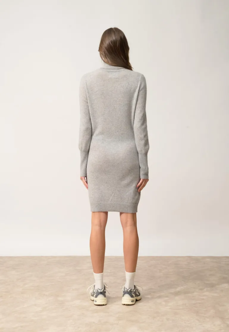 ZOELA robe col roulé gris souris chiné