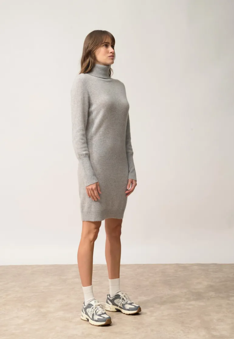 ZOELA robe col roulé gris souris chiné