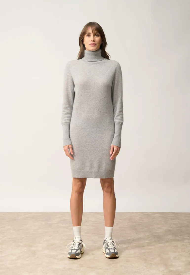 ZOELA robe col roulé gris souris chiné